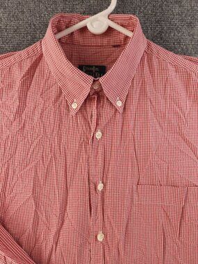 Gitman Bros Check USA 15.5 Cotton Button-Down Red Pocket Mens Long Sleeve Shirt